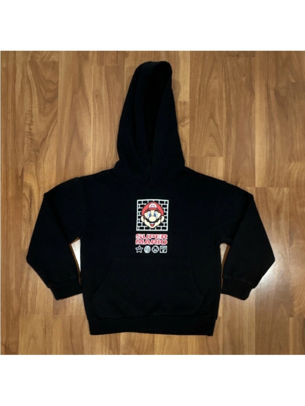 Super Mario Black Hoodie with Colorful Logo
